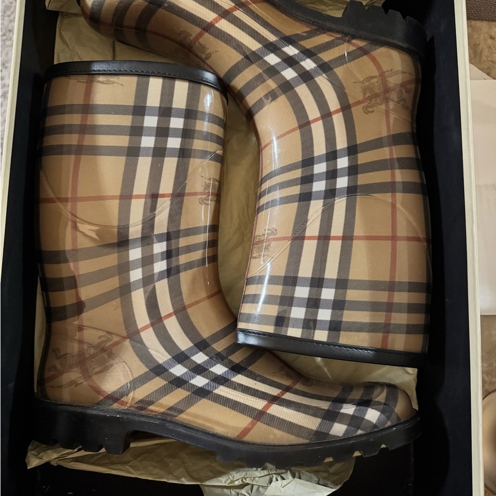 Burberry Haymarket Mid Rain Boots